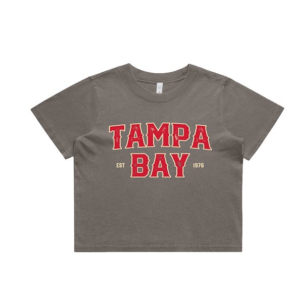 Ladies Tampa Bay Football Premium Faded Crop tee